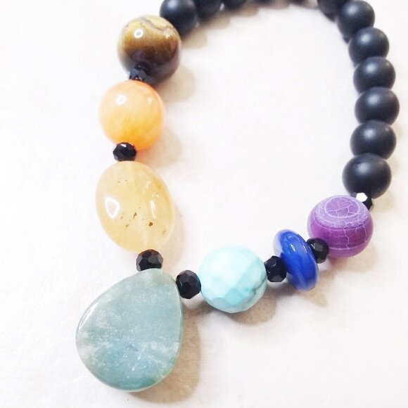 Unique Chakra Bracelet for 6.5-7" Wrists ~ Handpicked Semi-Precious Stone Beads - Picture 3 of 6